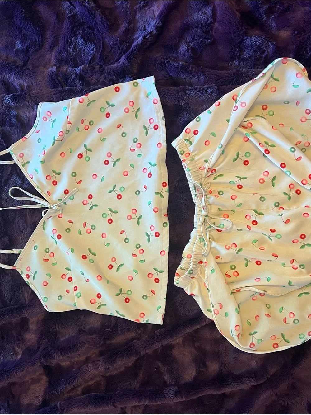 Matching Set Colsie White Cami and Shorts with Red Cherry Print